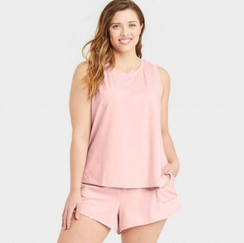 Stars Above Pink Pajama Set Relaxed Fit Sleeveless Tank and Shorts